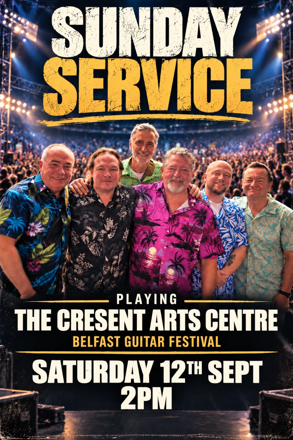 Poster for Sunday Service at the Belfast Guitar Festival.
